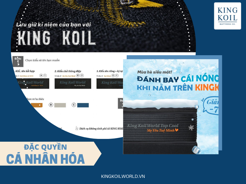 thêu tên lên nệm king koil world mua trả góp