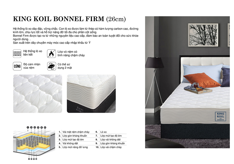 nệm khách sạn king koil bonel firm